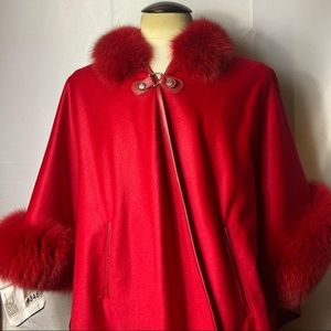 Wolfie Scarlet Red Fur Poncho